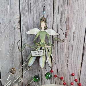 RUSTIC METAL ANGEL BELL HANGING CHRISTMAS ORNAMENT